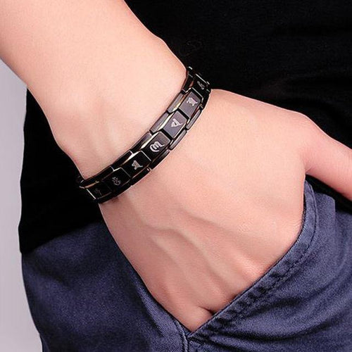 Planet Gates Titanium Steel Magnetotherapy Bracelet Men Jewelry Bio Energy Magnet Bracelets Bangle 8 LL@17