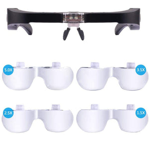 Planet Gates TKDMR USB Rechargeabl Head Mounted Binocular Eyewear Loupe Magnifier with 3LED Illuminated Headband Magnifying Glass For Reading