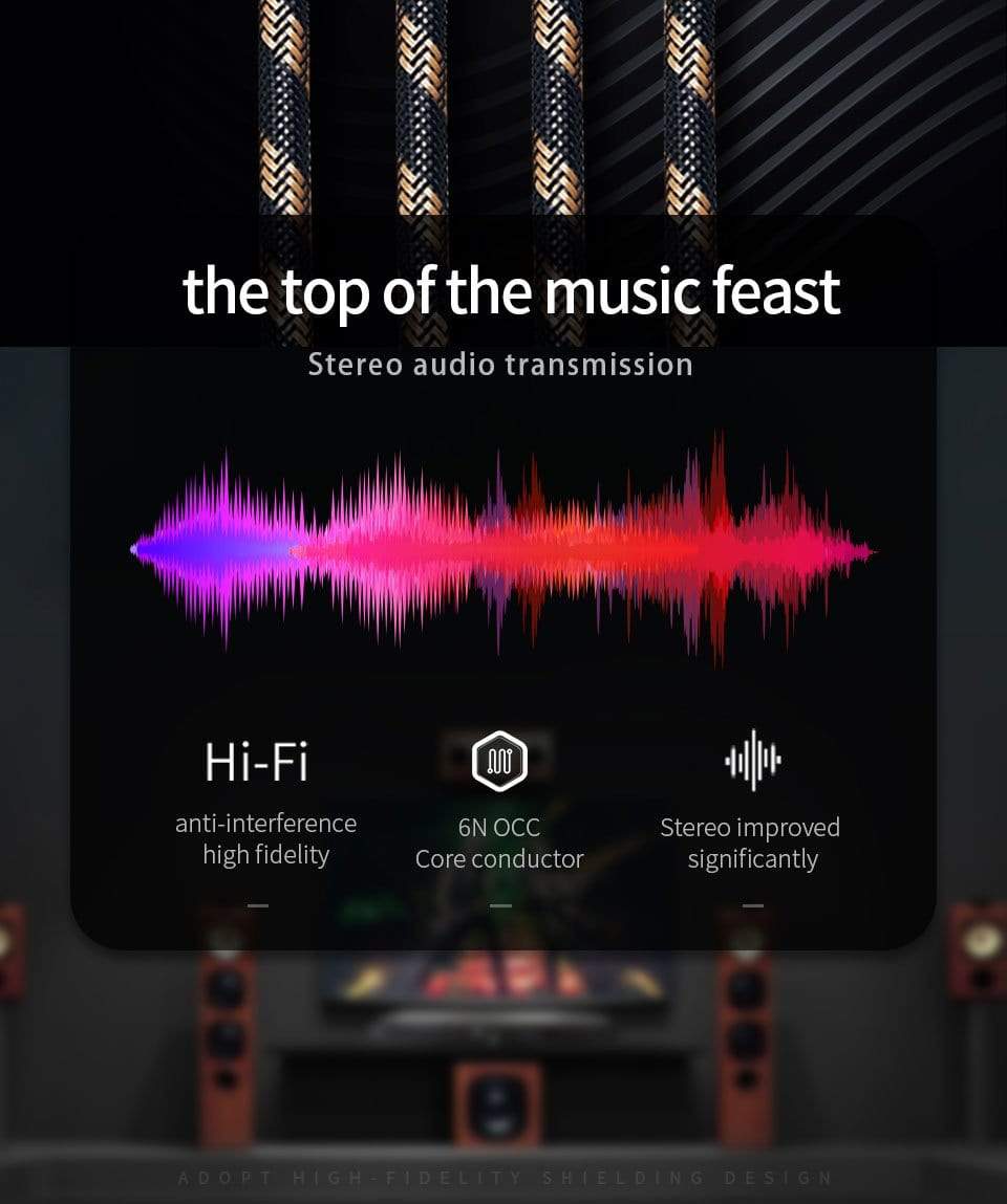 Planet Gates TODN 1 Pair RCA Cable 99.999% OCC Stereo RCA Cable High-performance Premium Hi-Fi Audio 2RCA to 2RCA Mixer Interconnect Cable