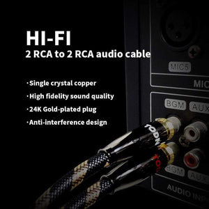 Planet Gates TODN 1 Pair RCA Cable 99.999% OCC Stereo RCA Cable High-performance Premium Hi-Fi Audio 2RCA to 2RCA Mixer Interconnect Cable