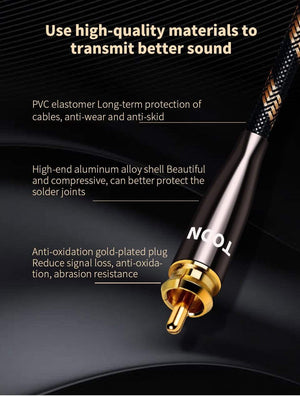 Planet Gates TODN 1 Pair RCA Cable 99.999% OCC Stereo RCA Cable High-performance Premium Hi-Fi Audio 2RCA to 2RCA Mixer Interconnect Cable T