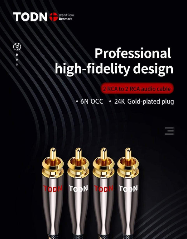 Planet Gates TODN 1 Pair RCA Cable 99.999% OCC Stereo RCA Cable High-performance Premium Hi-Fi Audio 2RCA to 2RCA Mixer Interconnect Cable T