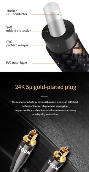 Planet Gates TODN 5.1 Digital Optical Audio Toslink Cable Fiber Optic Audio Cable 1m 2m 3m 10m 15m for Hi-Fi DVD TV   TODN 5.1 Digital