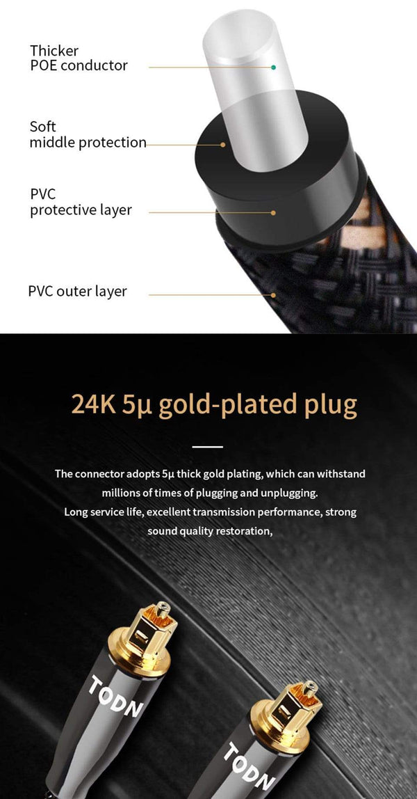 Planet Gates TODN 5.1 Digital Optical Audio Toslink Cable Fiber Optic Audio Cable 1m 2m 3m 10m 15m for Hi-Fi DVD TV   TODN 5.1 Digital