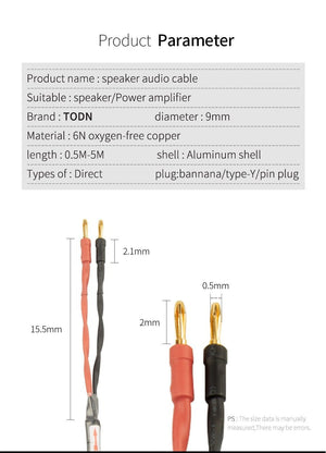 Planet Gates TODN HIFI speaker audio cable High-end stereo Amplifier cable High purity oxygen-free copper banana Gold-plated plug a pair