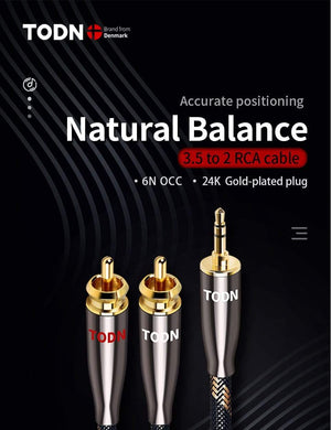 Planet Gates TODN RCA Cable HiFi Stereo 3.5mm to 2RCA Audio Cable AUX RCA Jack 3.5 for Amplifiers Audio Home Theater Cable RCA TO