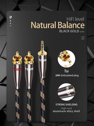 Planet Gates TODN RCA Cable HiFi Stereo 3.5mm to 2RCA Audio Cable AUX RCA Jack 3.5 for Amplifiers Audio Home Theater Cable RCA TO