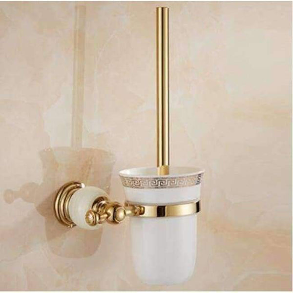 Planet Gates Toilet brush / China Brass & Jade Bathroom Accessory Set,Paper Holder,Towel Bar,Soap basket,towel rack,towel ring Toilet brush bathroom hardware set