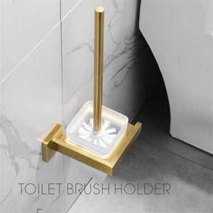 Planet Gates toilet brush holder Bathroom Accessories Set 304 Stainless Steel Toilet Paper Holder Toilet Brush Holder Wall Mounted Brushed Bathroom Hardware