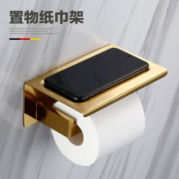 Planet Gates toilet paper holder Gold Bathroom Hardware Set Bathrom Shower Shelf Wall Mounted Corner Shelf Organizer 304 Stainless Steel Brushed