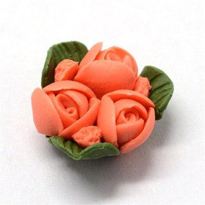 Planet Gates Tomato 50pcs Handmade Porcelain Flower Cabochons China Clay Beads DIY Jewelry Making about 15.5~17.5mm long 15~17mm wide 8~9mm thick