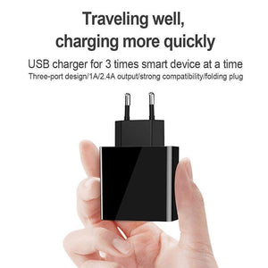 Planet Gates TOMKAS 3 Ports USB Charger EU Travel Portable Phone Chargers LED Display Fast Charging Adapter For iPhone Universal Wall Charger