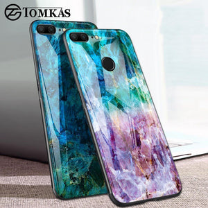 Planet Gates TOMKAS Agate Marble Phone Case for Huawei P20 Lite Case on Honor 9 Lite Soft Edge PC+Glass Back Cover Case on for Huawei P Smart
