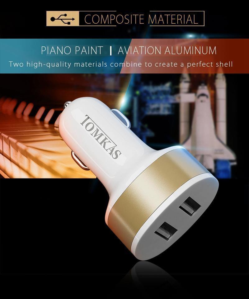 Planet Gates Tomkas Car Charger Universal Dual Port USB Car Charger Mobile Phone 5V2.1A Charger USB Adapter For Samsung Xiaomi Fast Charging