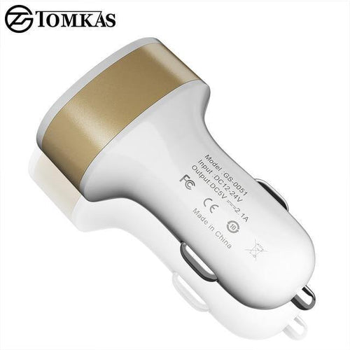 Planet Gates Tomkas Car Charger Universal Dual Port USB Car Charger Mobile Phone 5V2.1A Charger USB Adapter For Samsung Xiaomi Fast Charging