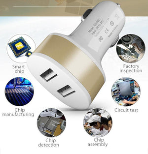 Planet Gates Tomkas Car Charger Universal Dual Port USB Car Charger Mobile Phone 5V2.1A Charger USB Adapter For Samsung Xiaomi Fast Charging