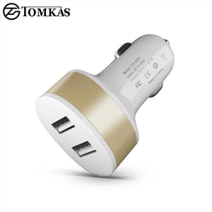 Planet Gates Tomkas Car Charger Universal Dual Port USB Car Charger Mobile Phone 5V2.1A Charger USB Adapter For Samsung Xiaomi Fast Charging