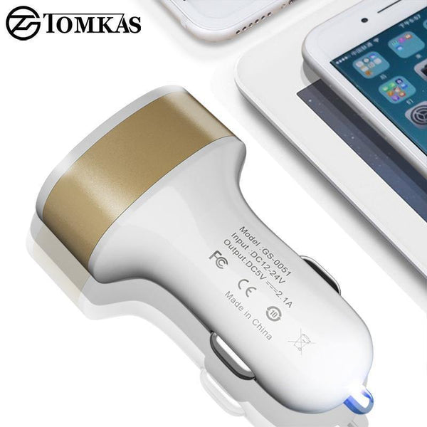 Planet Gates Tomkas Car Charger Universal Dual Port USB Car Charger Mobile Phone 5V2.1A Charger USB Adapter For Samsung Xiaomi Fast Charging