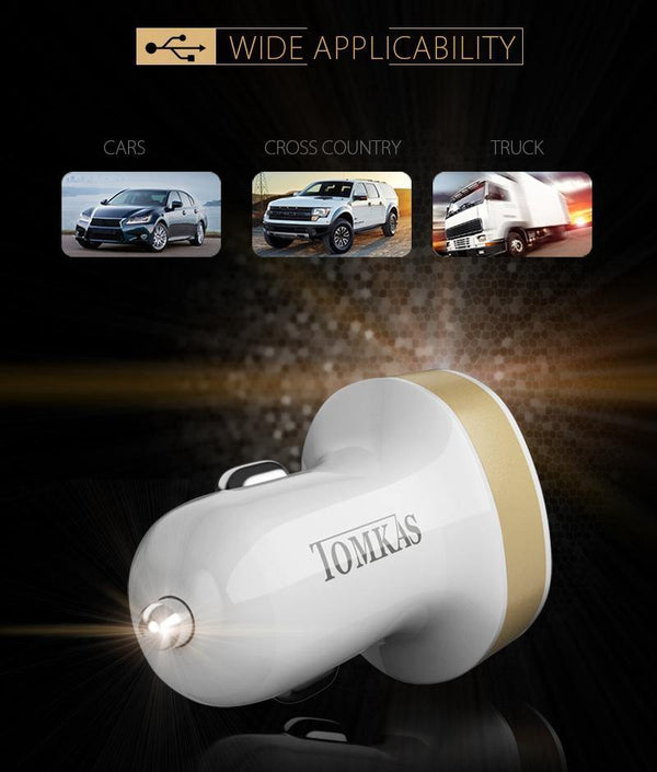 Planet Gates Tomkas Car Charger Universal Dual Port USB Car Charger Mobile Phone 5V2.1A Charger USB Adapter For Samsung Xiaomi Fast Charging