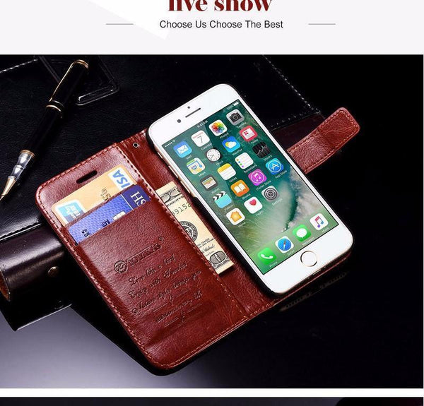 Planet Gates TOMKAS Case For iPhone 7 8 Plus PU Leather Wallet Style Kickstand Business Phone Bags Cases For iPhone X 8 7 Plus 6 Plus Case