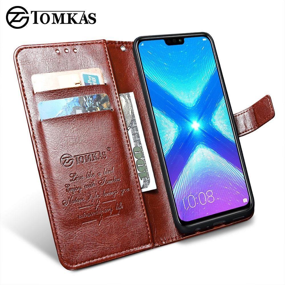 Planet Gates TOMKAS Luxury Leather Flip Case for Honor 8x 360 Protective Phone Cover Leather Wallet Silicon Cases for Huawei Honor 8x