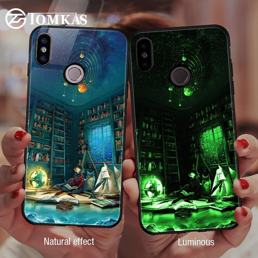 Planet Gates Style 2 / Redmi Note 6 Pro TOMKAS Silicone Glass Phone Case For Xiaomi Redmi Note 5 6 Pro Luxury Cover Case For Xiaomi Redmi 4X 5 Plus 6A Mi A1 A2 Lite