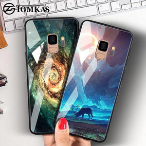 Planet Gates TOMKAS Tempered Glass Case For Samsung Galaxy S9 S9 Plus Silicone Coque Patterned Phone Cover Cases For Samsung Galaxy Note 9 8