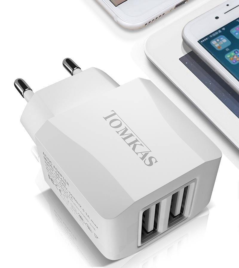 Planet Gates Tomkas USB Universal Portable Travel USB Charger Adapter 5V2.1A EU Plug Mobile Phone Charger For iPhone Universal Wall Charger