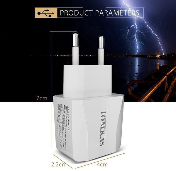 Planet Gates Tomkas USB Universal Portable Travel USB Charger Adapter 5V2.1A EU Plug Mobile Phone Charger For iPhone Universal Wall Charger