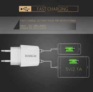 Planet Gates Tomkas USB Universal Portable Travel USB Charger Adapter 5V2.1A EU Plug Mobile Phone Charger For iPhone Universal Wall Charger