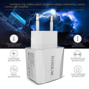 Planet Gates Tomkas USB Universal Portable Travel USB Charger Adapter 5V2.1A EU Plug Mobile Phone Charger For iPhone Universal Wall Charger
