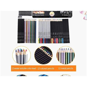 Planet Gates Tools 61 Pieces Suits Charcoal Pencil Sharpener Drawing Water-soluble Color Lead Metal Pencils Art Painting Supplies