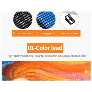 Planet Gates Tools 61 Pieces Suits Charcoal Pencil Sharpener Drawing Water-soluble Color Lead Metal Pencils Art Painting Supplies
