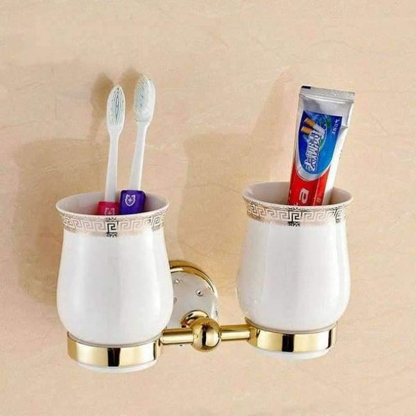 Planet Gates tooth brush Bathroom Accessories Sets Crystal Brass Gold Bathroom Hardware Sets Wall Mounted Bathroom Products
