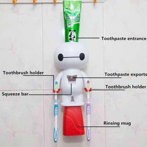 Planet Gates Toothbrush Automatic Toothpaste Dispenser Bathroom Accessories Cartoon Baymax Kids Plastic Toothbrush Holder Bathroom Products