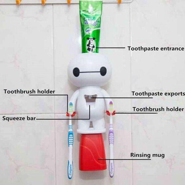 Planet Gates Toothbrush Automatic Toothpaste Dispenser Bathroom Accessories Cartoon Baymax Kids Plastic Toothbrush Holder Bathroom Products