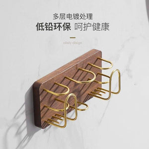 Planet Gates toothbrush holder 1 Walnut Wood Bathroom Hardware Set Creative Towel Ring Cosmetics Mirror Front Shelf Wall Mounted Brass Shaver Rack