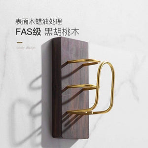 Planet Gates toothbrush holder 2 Walnut Wood Bathroom Hardware Set Creative Towel Ring Cosmetics Mirror Front Shelf Wall Mounted Brass Shaver Rack