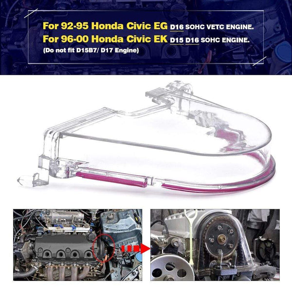 Planet Gates Top One Clear Cam Gear Cover Timing Belt Turbo Crank Pulley For Honda 96-00 EK With PQY Sticker JR6337