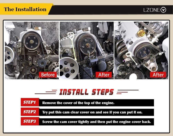 Planet Gates Top One Clear Cam Gear Cover Timing Belt Turbo Crank Pulley For Honda 96-00 EK With PQY Sticker JR6337