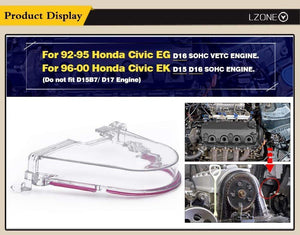 Planet Gates Top One Clear Cam Gear Cover Timing Belt Turbo Crank Pulley For Honda 96-00 EK With PQY Sticker JR6337