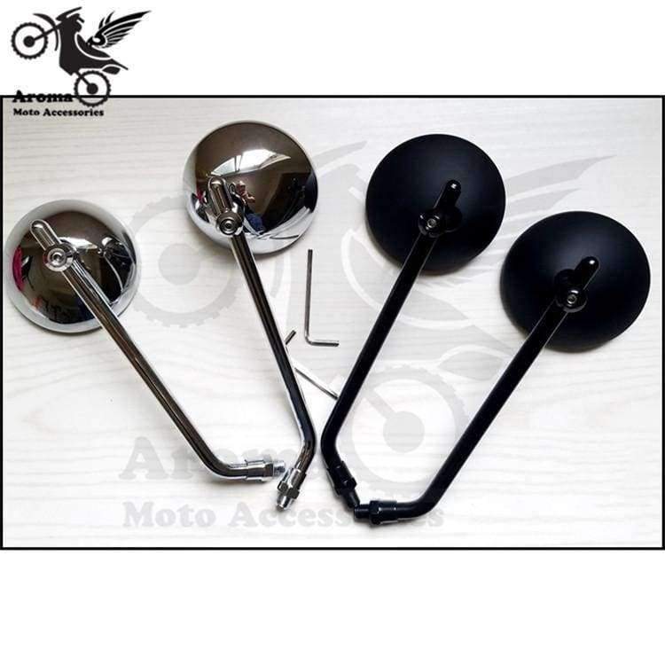 Planet Gates top quality chrome round silver black motorbike side mirror for harley mirrors moto motorcycle rearview mirorr scooter parts