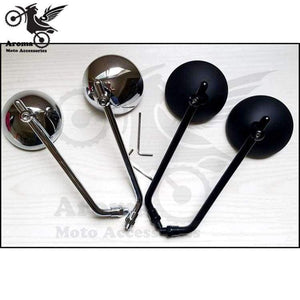 Planet Gates top quality chrome round silver black motorbike side mirror for harley mirrors moto motorcycle rearview mirorr scooter parts