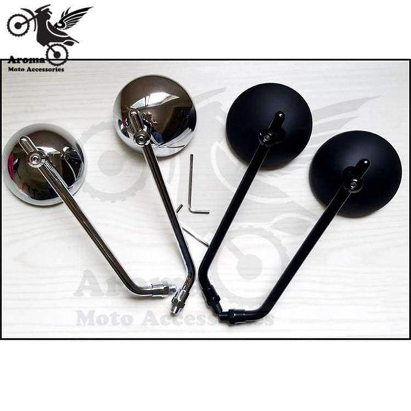 Planet Gates top quality chrome round silver black motorbike side mirror for harley mirrors moto motorcycle rearview mirorr scooter parts