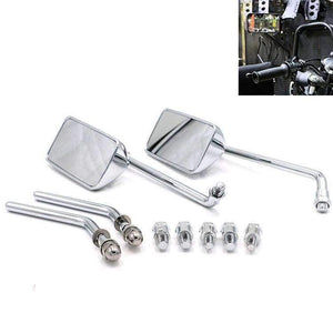 Planet Gates top quality chrome silver rectangle retor motorbike accessories scooter parts moto mirrors for harley motorcycle rearview mirror