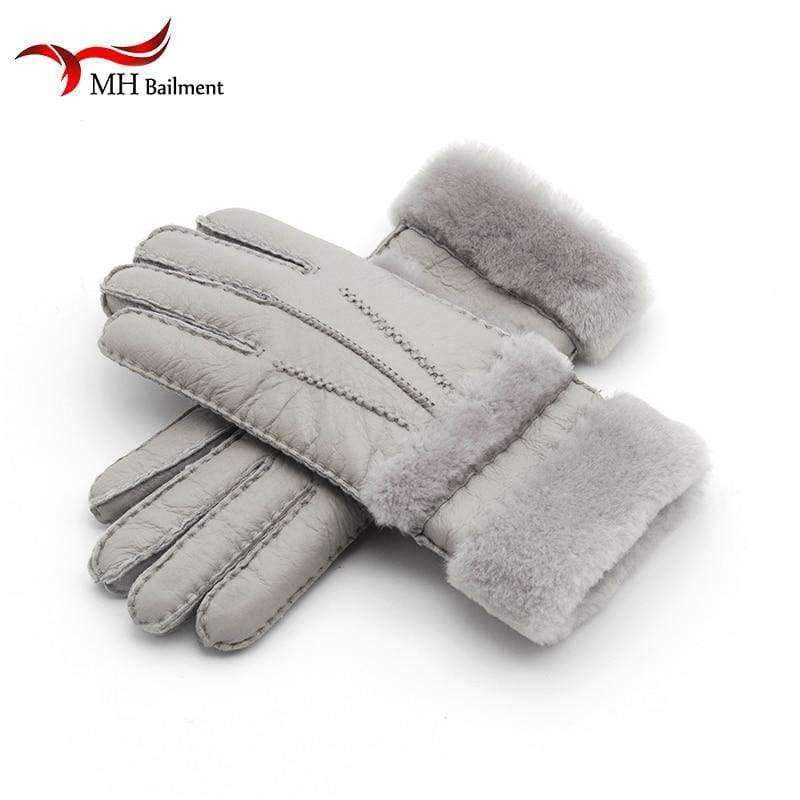 Planet Gates Top Quality Genuine Leather Warm Fur Glove For Men Women Thermal Winter Fashion Sheepskin Ourdoor Thick Five Finger Gloves  G5