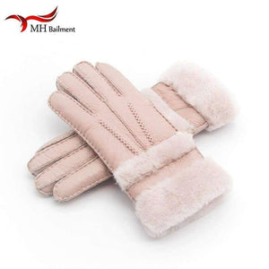Planet Gates Top Quality Genuine Leather Warm Fur Glove For Men Women Thermal Winter Fashion Sheepskin Ourdoor Thick Five Finger Gloves  G5