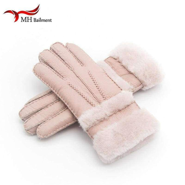 Planet Gates Top Quality Genuine Leather Warm Fur Glove For Men Women Thermal Winter Fashion Sheepskin Ourdoor Thick Five Finger Gloves  G5