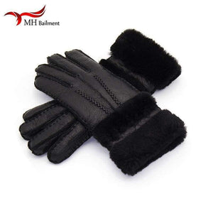 Planet Gates Top Quality Genuine Leather Warm Fur Glove For Men Women Thermal Winter Fashion Sheepskin Ourdoor Thick Five Finger Gloves  G5