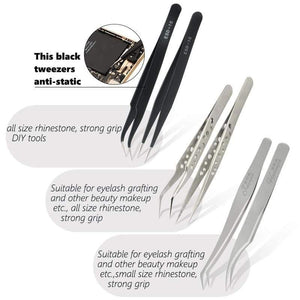 Planet Gates TOP Quality Stainless Steel Tweezers Rainbow Color Straight Bend ESD Multifunction Eyelash Tweezers For Nail Sewing DIY